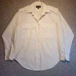 Men's Gold Star White Long Sleeve Uniform Dress Shirt Size Small  13-13-1/2"